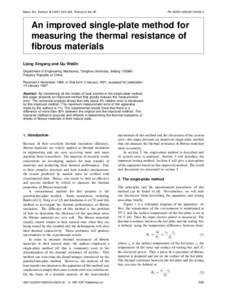 Meas. Sci. Technol–529. Printed in the UK  PII: S0957An improved single-plate method for measuring the thermal resistance of