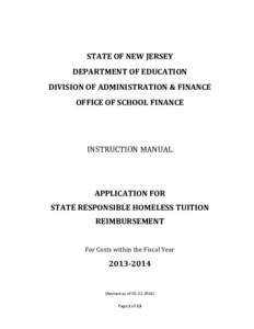 STATE OF NEW JERSEY DEPARTMENT OF EDUCATION DIVISION OF ADMINISTRATION & FINANCE OFFICE OF SCHOOL FINANCE  INSTRUCTION MANUAL