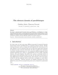 NSADThe abstract domain of parallelotopes Gianluca Amato Francesca Scozzari Universit` a “G. d’Annunzio” di Chieti-Pescara – Italy