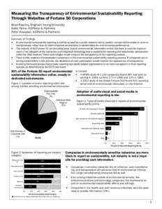 Measuring the Transparency of Environmental Sustainability Reporting Through Websites of Fortune 50 Corporations Brad Rawlins, Brigham Young University Katie Paine, KDPaine & Partners Peter Kowalski, KDPaine & Partners S