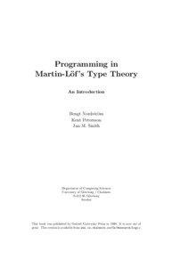 Programming in Martin-L¨ of ’s Type Theory