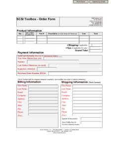Print Form  SCSI Toolbox - Order Form Product Information Qty