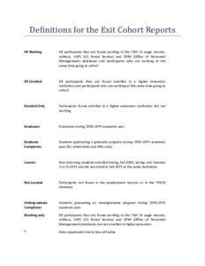 ASALFS Exit Cohort Report Definitions