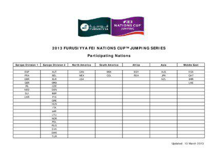 2013 FURUSIYYA FEI NATIONS CUP™ JUMPING SERIES Participating Nations Europe Division 1