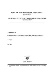 BASSLINK INTEGRATED IMPACT ASSESSMENT STATEMENT POTENTIAL EFFECTS OF CHANGES TO HYDRO POWER GENERATION  APPENDIX 9: