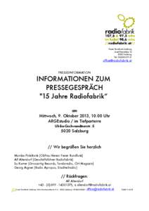 Freier Rundfunk Salzburg Josef-Preis-Allee[removed]Salzburg Tel[removed]  [removed]