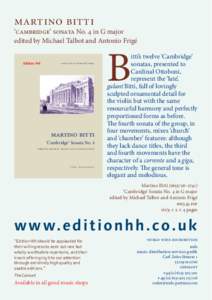martino bitti  ‘cambridge’ sonata No. 4 in G major edited by Michael Talbot and Antonio Frigé Edition HH