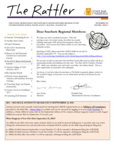 THE OFFICIAL NEWSLETTER OF THE STATE BAR OF ARIZONA SOUTHERN REGIONAL OFFICE 270 NORTH CHURCH AVENUE, TUCSON, AZ 85701 – [removed] – [removed]FAX SEPTEMBER 2012 VOLUME 5, ISSUE 3