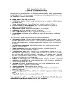 Certificate of Health Instructions for International Scholars