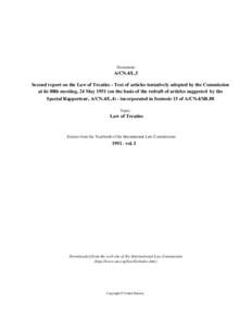 Document:-  A/CN.4/L.5 Second report on the Law of Treaties - Text of articles tentatively adopted by the Commission at its 88th meeting, 24 May[removed]on the basis of the redraft of articles suggested by the Special Rapp