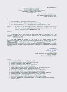 MOST IMMEDIATE No[removed]Trg(MDIG) Ministry of Personnel, Public Grievances and Pensions Department of Personnel and Training (Training Division) Block-IV, 3rd Floor, Old JNU Campus,