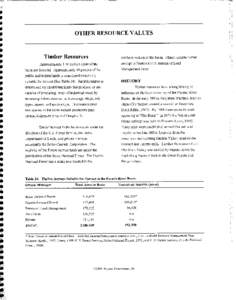 OTHER RESOURCE VALUES  Timber Resources northern section of the basin. Minor suitable timber