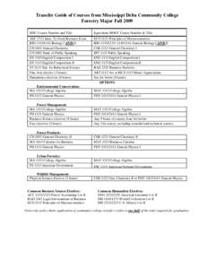 Transfer Guide of Courses from Mississippi Delta Community College Forestry Major Fall 2009 MSU Course Number and Title Equivalent MDCC Course Number & Title