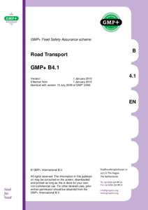 GMP+ Feed Safety Assurance scheme  Road Transport B