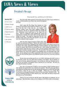 IAWA News & Views President’s Message J A N  /