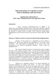 LC Paper No. CB[removed]Information Paper for Legislative Council Panel on Planning, Lands and Works Supplementary Information on 53CD - River Training Works for the Upper River Indus