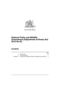 New South Wales  National Parks and Wildlife Amendment (Adjustment of Areas) Act 2012 No 62