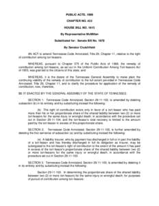 PUBLIC ACTS, 1999 CHAPTER NO. 433 HOUSE BILL NO[removed]By Representative McMillan Substituted for: Senate Bill No[removed]By Senator Crutchfield