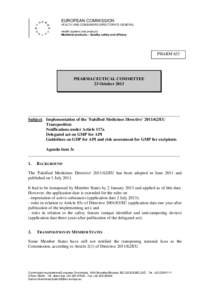 EUROPEAN COMMISSION HEALTH AND CONSUMERS DIRECTORATE-GENERAL Health systems and products Medicinal products – Quality, safety and efficacy  PHARM 633