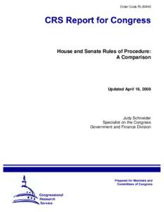House and Senate Rules of Procedure: A Comparison