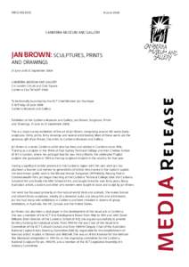 PRESS RELEASE.  16 June 2008 CANBERRA MUSEUM AND GALLERY