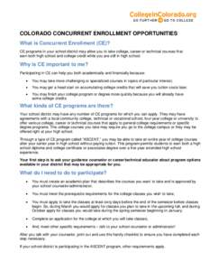 CONCURRENT ENROLLMENT OPTIONS IN COLORADO