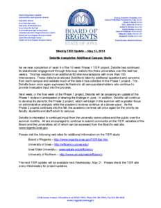    Governing	
  Iowa’s	
  public	
   universities	
  and	
  special	
  schools	
    Bruce	
  L.	
  Rastetter,	
  President,	
  Alden	
  