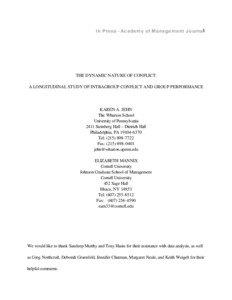 Behavior / Group development / Elizabeth A. Mannix / Conflict resolution / Group conflict / Group dynamics / Team / Conflict management / Group processes / Conflict / Human behavior