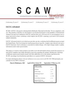 S C A WNewsletter “...promoting best practices in animal research and testing” Volume 25 Number 3 Fall 03  Celebrating 25 years!!!