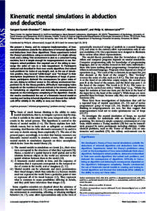 Kinematic mental simulations in abduction and deduction Sangeet Suresh Khemlania,1, Robert Mackiewiczb, Monica Bucciarellic, and Philip N. Johnson-Lairdd,e,1 a Navy Center for Applied Research in Artiﬁcial Intelligence