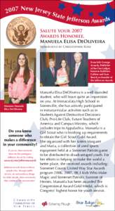Gold Award / Immaculata High School / New Jersey / Newark /  New Jersey / The Star-Ledger / Girl Scouts of the USA
