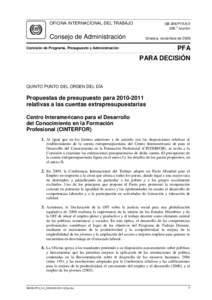 OFICINA INTERNACIONAL DEL TRABAJO  Consejo de Administración GB.306/PFA/5/2 a