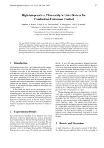 Brazilian Journal of Physics, vol. 34, no. 2B, June, High-temperature Thin-catalytic Gate Devices for Combustion Emissions Control