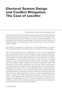 Electoral System Design and Conﬂict Mitigation: The Case of Lesotho