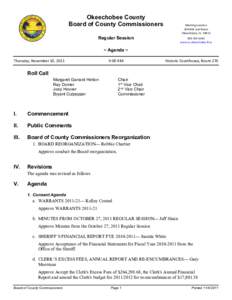 Okeechobee County Board of County Commissioners Meeting Location 304 NW 2nd Street Okeechobee, FL 34972