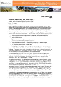 Project Summary sheet CCA 04 Estuarine Resources of New South Wales. Author: NSW Department of Primary Industries (DPI) Date: June 2006