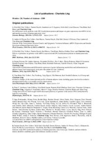 List of publications - Charlotte Ling H-index: 28; Number of citations ~3200 Original publications 1. Elin Hall, Petr Volkov, Tasnim Dayeh, Jonathan Lou S. Esguerra, Sofia Salö, Lena Eliasson, Tina Rönn, Karl Bacos and