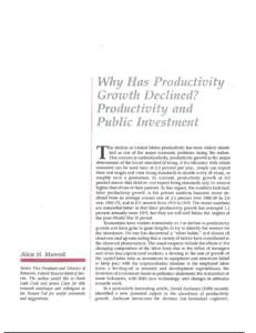 Why Has Productivity Growth Declined? Productivity and Public Investment