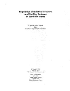 Legislative Committee Structure and Staffing Patterns in Southern States