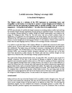 Geography of India / Kashmir / Aksai Chin / Line of Actual Control / Ladakh / Sino-Indian relations / McMahon Line / Indian Army / Tibet / Asia / Sino-Indian War / Contemporary history