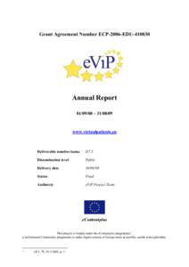 Grant Agreement Number ECP-2006-EDUAnnual Report – www.virtualpatients.eu