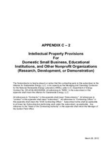 APPENDIX C – 2 Intellectual Property Provisions For Domestic Small Business, Educational Institutions, and Other Nonprofit Organizations (Research, Development, or Demonstration)