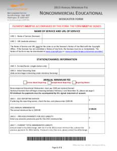 2015 ANNUAL MINIMUM FEE  NONCOMMERCIAL EDUCATIONAL Mail completed form to: SoundExchange - Dept. 4037
