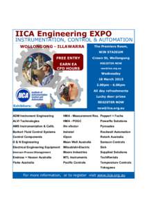 IICA Engineering EXPO  INSTRUMENTATION, CONTROL & AUTOMATION WOLLONGONG - ILLAWARRA  The Premiers Room,