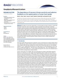 Geophysical Research Letters RESEARCH LETTER[removed]2013GL058955 Key Points: • Climate response depends strongly on spatial pattern of ocean