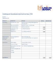 Ermittlung der Gesamtkosten beim Kauf von Haus / ETW Bauherr: Objektanschrift: Kosten für:  Konkret für