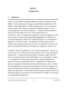 Fuels / Oil storage / Underground storage tank / Resource Conservation and Recovery Act / Energy / Environment of the United States / Title 40 of the Code of Federal Regulations / Dangerous goods / Hawaii Department of Health / United States Environmental Protection Agency / Government / Containers