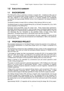 Thor Mining PLC  Molyhil Tungsten - Molybdenum Project ─ Public Environmental Report 1.0 EXECUTIVE SUMMARY 1.1