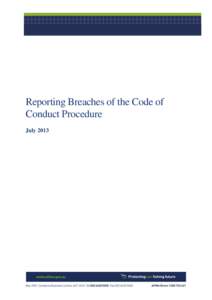 Procedure for reporting code of conduct breaches