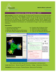 bitwixt software systems llcCurriculum Unit: Molecular Structure - VSEPR Unit Overview: In this Unit, students use The Atomsmith® Classroom and the Valence Shell